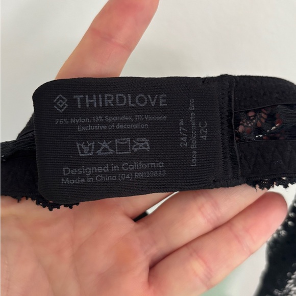 Like New ThirdLove Plus 24/7 Lace Balconette Bra In Black/Nude Women's Size 42C - Picture 4 of 4